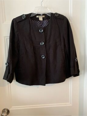 Nygard Collection, women's Vintage style Black Button-Front Cropped Jacket